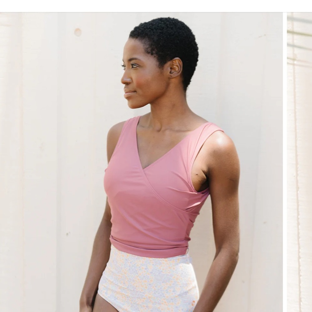 Honey Mark Co Basil Wrap Top, Dusty rose, size XL